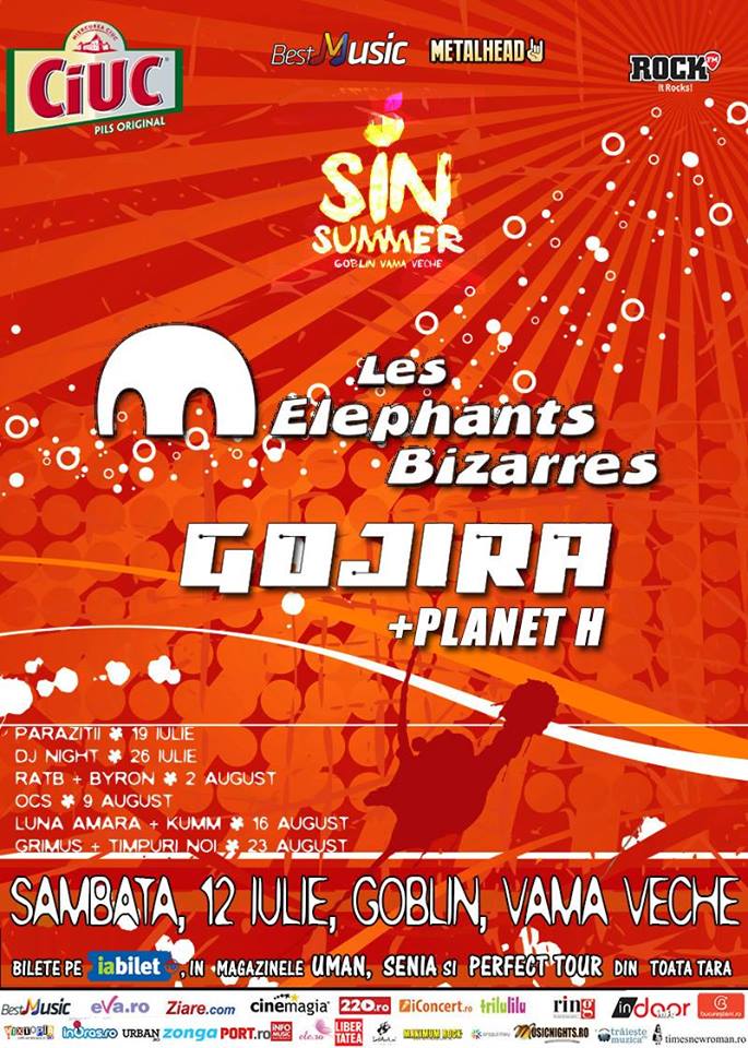 Les Elephants Bizarres si Gojira canta pe 12 iulie la Goblin Vama Veche la Sin Summer